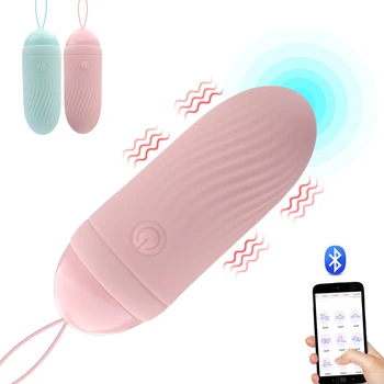 10 Modos de Ponto G de Vibração Ovo APLICATIVO Controle Bluetooth Vaginal, com Massageador do Clitóris Estimulador do Produto Adulto Brinquedos Sexuais Para as Mulheres