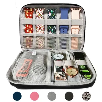 Para a apple, veja 7 tiras de bolsa Black caixa do Relógio Multifuncional Banda Organizador de Armazenamento de caixas de pasta de Viagem Portátil Alça Caso Saco