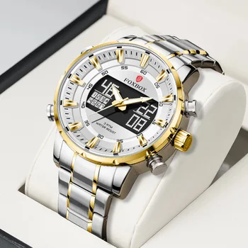 LIGE 2022 Novo Relógio de Luxo Para Homens de Ouro de Moda Quartzo Relógio Analógico Cronógrafo Esporte Impermeável de Aço Inoxidável do relógio de Pulso+Caixa