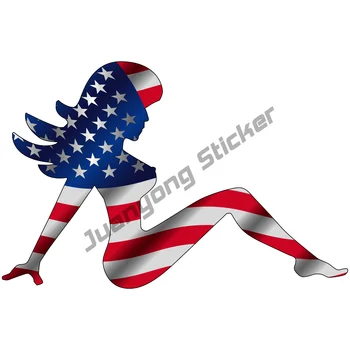 Mudflap Menina Americana Bandeira dos EUA em Vinil Adesivo de Carro Caminhão Ferramenta Caixa de Chapéu Duro Decalque de um Capacete de motociclista Adesivo PVC Acessórios do Barco