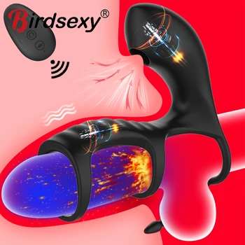 Anel peniano vibratório Casal Vibrador no Clitóris Estimulação Brinquedos Sexuais para Homens 10 Modos de G-spot Massagem, Produtos para Adultos de Controle Remoto