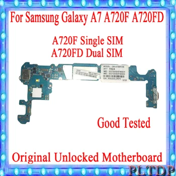 Para Samsung Galaxy A7 A720F/A720FD placa-mãe Completo desbloqueado com chips de 1/2 SIM bom testado e a placa principal com sistema operacional Android lógica de javali