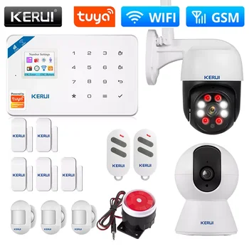 KERUI Home Security Sistema de Alarme W181 GSM wi-FI de Conexão Móvel Tuya APLICATIVO a Receber Tela colorida sem Fio do Alarme de Assaltante Kit