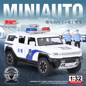 1:32 JIPE Hummer carro de polícia Simulação de Alta Fundido de Liga de Metal Modelo de carro de Som, Luz, Puxe para Trás Coleção Crianças Brinquedo de Presente