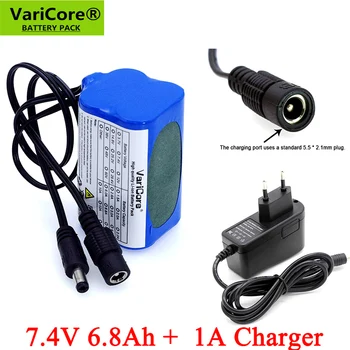 VariCore Proteger 7.4 V 6800mAh 8,4 V 18650 Li-lon Bateria luzes da bicicleta Cabeça de lâmpada especial de bateria DC 5.5*2.1 MM + 1A Carregador