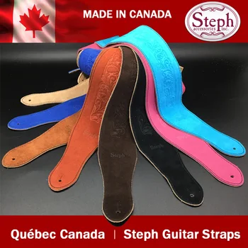 Steph Artesanal BS-2214 Camurça de Couro Genuíno Alça de Guitarra, Feita no Canadá