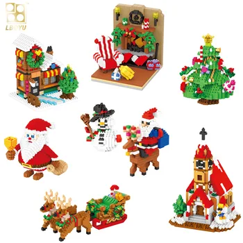 698pcs+ Natal Papai Noel Blocos de Construção do Boneco, Figura da Igreja Árvore de Veado Mini Tijolos de Brinquedos para Crianças de Presente de Natal