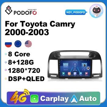 Podofo Carro Android 11 Para Toyota Camry 2000-2003 Vídeo de Rádio Bluetooth Leitor de Multimídia GPS Carplay DSP Não 2din