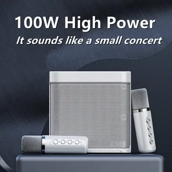 100W Bluetooth alto-Falante Microfone sem Fio Duplo K Música Soundbox Adequado Para a Festa de Reunião ao ar livre Subwoofer Amplificador Portátil