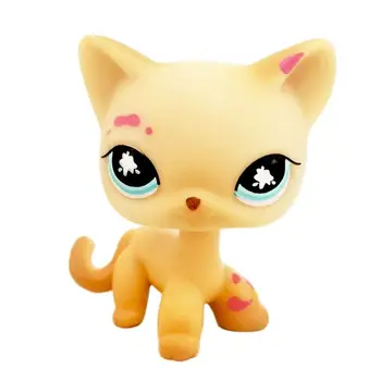 LPS GATO real original Littlest pet shop bobble head brinquedos de Pé, cabelo curto cat #816 antigo raro amarelo gatinho de olhos azuis