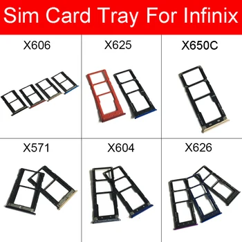 SIM Suporte da Bandeja de Cartão Para Infinix Quente 6 7 8 Nota: 4 De 5 Pro S4 X606 X625 X650C X571 X604 X626 Slot para Cartão Micro SD de Peças de Reparo