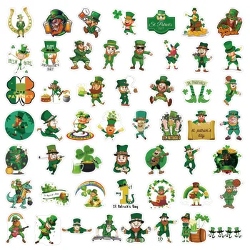 10/50Pcs St. Patrick'S Day País Irlanda Férias Adesivos Estéticos Verde Sorte Folhas de desenhos animados DIY Brinquedo Frigorífico Graffiti Decalques