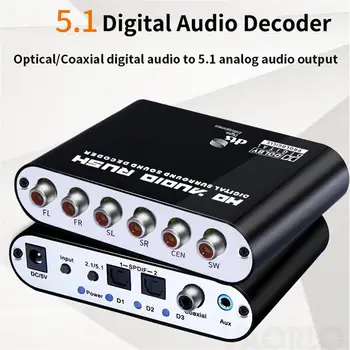 Canal 5.1 Dts Dolby/ac-3 Digital Descodificador de Áudio Forte Mobilidade de Fibra Coaxial Rca Analógico Conversor de Áudio de Som Placa de Amplificador