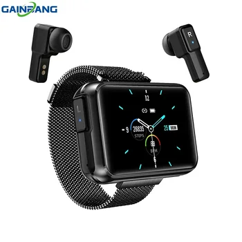 T91 Smart Watch 2 em 1 TWS sem Fio Bluetooth Fone de ouvido Grande DIY Tela de Fitness Pulseira de frequência Cardíaca Tracker Homem, Mulher do Smartwatch
