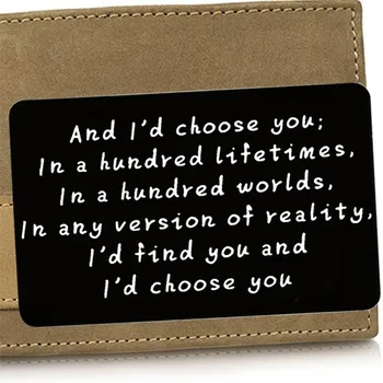 Gravado com Amor Mensagem cartão Cartão de bolso da Carteira de Inserção para o Amor/Marido /Namorado/casal