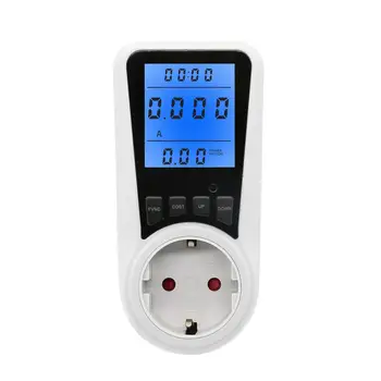 LCD Digital Wattmeter de Energia de 220V Medidor de Energia da UE Plug Socket Analisador de CA Voltímetro Amperímetro Monitor de Consumo de Kwh