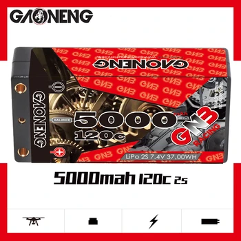 Gaoneng GNB 5000mAh 2S1P 7.4 V 120C/240C Hardcase SHORTY Bateria de LiPo 4.0 mm T XT60 Plug Para 1/10 de Carro RC B5M 22 RB6 22T SCT Barco