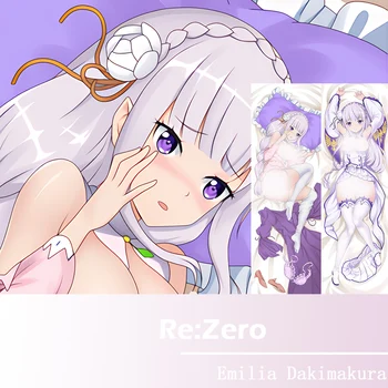 Re: A Vida Em Um Mundo Diferente De Zero Dakimakura Emilia Personagem Fronha, Abraçando O Corpo Travesseiros Anime Otaku Pilow Tampa