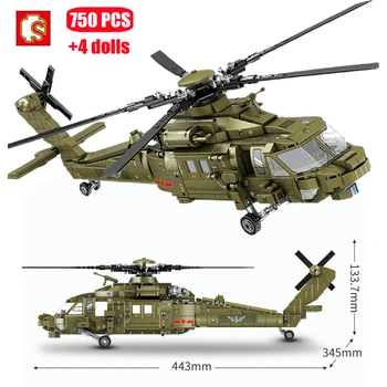 SEMBO Aeronaves Militares Z-20 Helicóptero de Ataque do Modelo de Construção de Blocos de MOC Armados de Avião Soldados Tijolos de Brinquedos Para Crianças Presentes