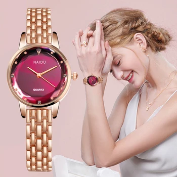 Mulheres, Senhoras Relógios Pulseira Relógio de quartzo Novo NAIDU ouro de Rosa do vestido casual relógio de pulso relógio feminino reloj mujer kol saati