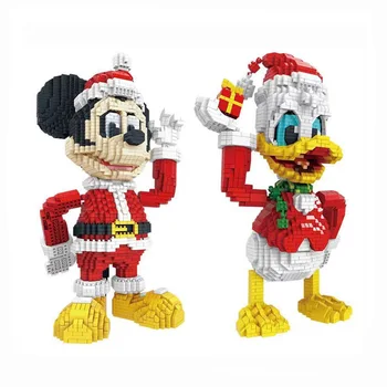 3500pcs+ Mickey de Disney do Rato de Blocos de Construção de Micro Natal Papai Noel Pato Donald Mini Tijolos Figura de Brinquedos Para Crianças de Presente