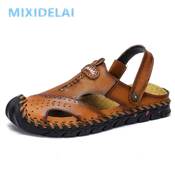 2022 de Couro Novo de Homens Sandálias Romano Clássico Sandálias Casuais Sapatos Confortáveis de Verão ao ar livre Beach Homem Sandálias Sapatilhas 38-48