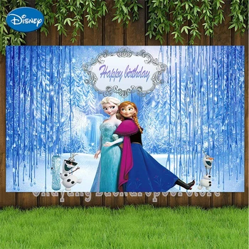 Disney Gelo Congelado Anna Elsa Aniversário De Princesa Fundos Decorações Em Vinil, Pano De Festa Fundo Do Chuveiro De Bebê Suprimentos Crianças Meninas