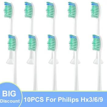 10PCS/Set Substituível Cabeça da Escova para a Philips Hx3.6.9 Vácuo Da Série De Pequenas Penas De Ação Limpa A DuPont Escova Macia Cabeças Flexcare