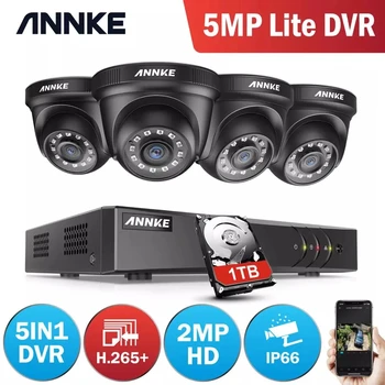 ANNKE 8CH H. 265+ 5MP Lite Sistema de CFTV DVR de 4 de 2.0 MP do IR da Visão Nocturna de Segurança Dome Câmeras 1080P Kit de Vigilância de Vídeo
