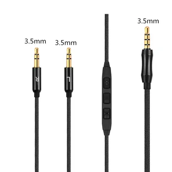 Fone de ouvido Substituído Cabo de 3,5 mm A Dupla de 3,5 mm Preto mic de ajuste do volume de áudio do fone de ouvido cable1.5M