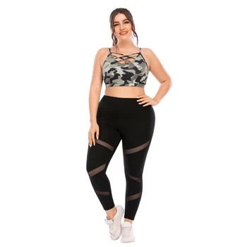 Plus Size Sportsuit Sportwear Mulheres do Esporte Execução Define serve de Yoga Para mulheres Fatos de Treino Sutiã Leggings, Calças de XXXL,XXL