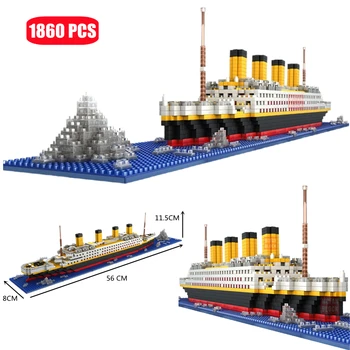 1860PCS RMS Titanic o Navio de Cruzeiros de Barco Navios Piratas Modelo de Micro Blocos de Construção de Mini Nano Tijolos DIY Crianças Brinquedos Para Crianças Presentes