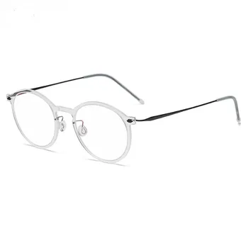 Dinamarca Marca De Titânio Óculos 6541 Retro Óculos Redondos Quadro De Homens Sem Parafuso Ultraleve Miopia Prescrição Óptica Óculos