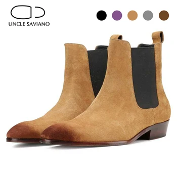 Tio Saviano Chelsea Botas de Camurça Mens Sapatos Artesanais de Inverno Adicionar Veludo de Trabalho de Arranque Básico de Moda, Designer de Sapatos para Homens Original