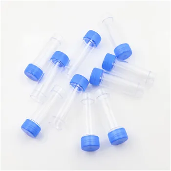 10pcs 30ml de Fezes de Química de Plástico Tubos de Ensaio Com uma Colher Amostra transparente Contêiner de Teste do Azul de Parafuso Topo Atacado