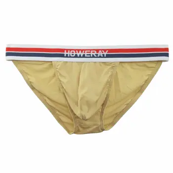 2019 marca Howe Ray homens sólido roupa interior dos homens de gelo seda moda sexy triangular underwear homens gays G-strings