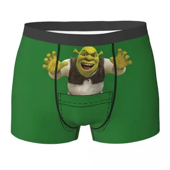 Homens Levantaram as Mãos do Bolso dos desenhos animados de Shrek Boxer Shorts, Cuecas roupa interior Respirável Homme Sexy Plus Size Cuecas
