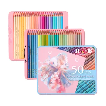 Aibelle Macaron 50Pcs Profissionais Lápis de cor Suave Desenho a Pastel Conjunto de Lápis Para a Escola de Esboços Kit Colorir materiais de Arte