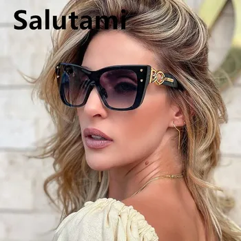 Vintage Oversized Quadrado Óculos De Sol Para Mulheres 2021 Marca De Luxo Preto Gradiente De Óculos De Sol Feminino Rebite Elegante Óculos Branco
