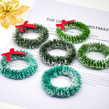 6 Mini Artesanais de Natal, Grinalda de Natal Casa, Decorações da Árvore de Natal DIY Foral de Casamento Artificial Jóias Pingente de Coroa de flores