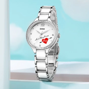 DOM Relógio para Mulheres Diamantes, Relógios de Pulso Pulseira de Cerâmica de alto Luxo da Marca Vestido de Senhoras de Genebra de Quartzo Relógio G-1271D-7MX