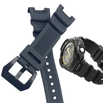 Assista acessórios para Casio SGW-100-1V borracha de silicone preto homens de esportes ao ar livre impermeável faixa de relógio