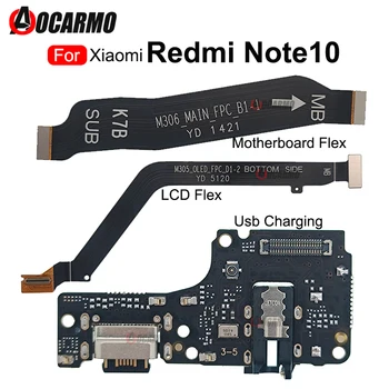 Para Xiaomi Redmi Nota 10 Porta USB de Carregamento de Microfone conector de Microfone Conector Principal da placa-Mãe E LCD, cabo do Cabo flexível de Peças de Reposição