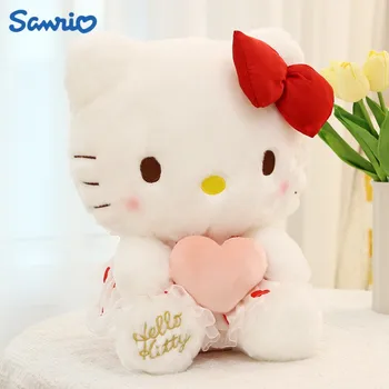 Anime Sanrio Hello Kitty De Pelúcia Do Kt Gato Cupido Pêssego Coração De Estilo Plushies Bonecas Bonito Decorar Travesseiro Para Dormir Brinquedos Presentes