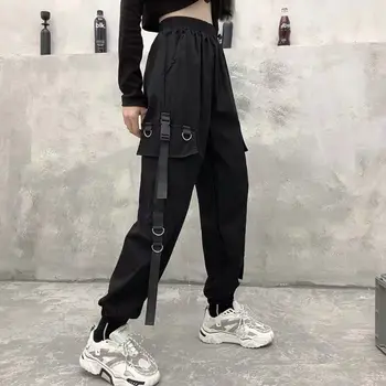 2022 Mulheres Calças de Grandes Bolsões de Carga calças de Cintura Alta Calças Baggy Táticas Calças Streetwear hip hop corredores de calças de mulher
