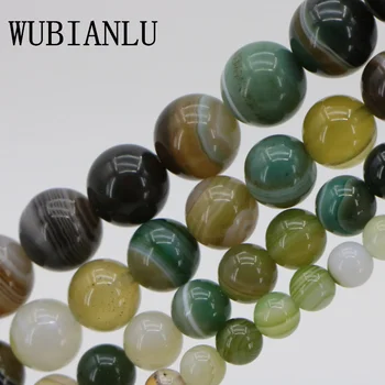 WUBIANLU Novo AA Qualidade Listras Ônix Pedra Solta Esferas Para Fazer Jóias de Moda DIY Neutro Colar Pulseira de Amuletos Monte de Miçangas