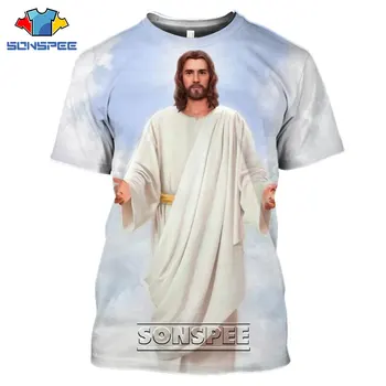 SONSPEE Impressão 3D Religião de Cristo Jesus, Deus as Mulheres dos Homens T-Shirt Tops Casual Streetwear Harajuku Hip Pop Cartoon Tee Roupas
