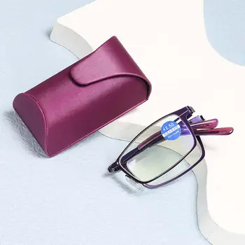 Unisex Portátil Dobrável Óculos de Leitura de Metal Anti-UV Azul Raios Presbiopia Óculos de Óculos Caso, Cuidados com a Visão +1.0+4.0