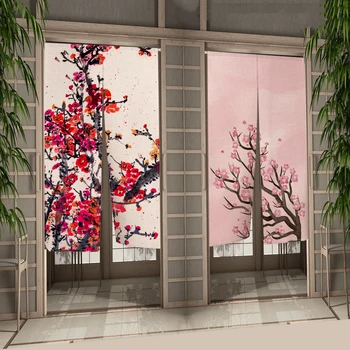 A Flor de cerejeira Cortina da Porta Japonês Impresso Partição de Cozinha, Porta Decorativa Cortinas Entrada Noren de Suspensão Meia-cortina