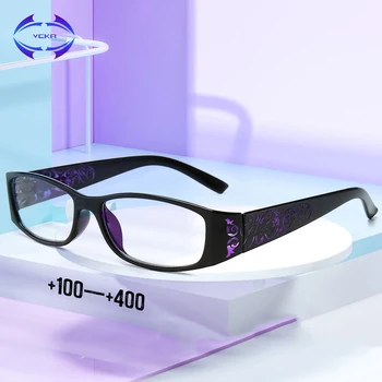 VCKA Moda Óculos de Leitura Mulheres Homens Confortável Anti-luz azul Óculos Protetor Mola dobradiça Leitor de Dioptria +1.0 +para +4.0